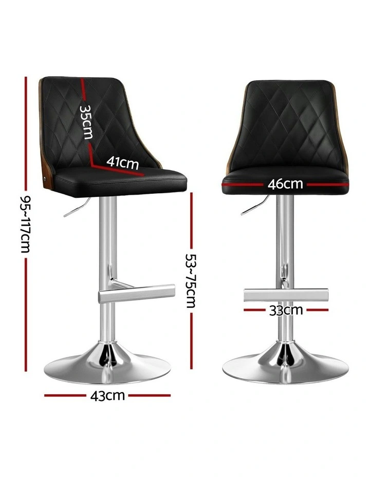 Swivel Adjustable Bentwood Bar Stool in Black image 4