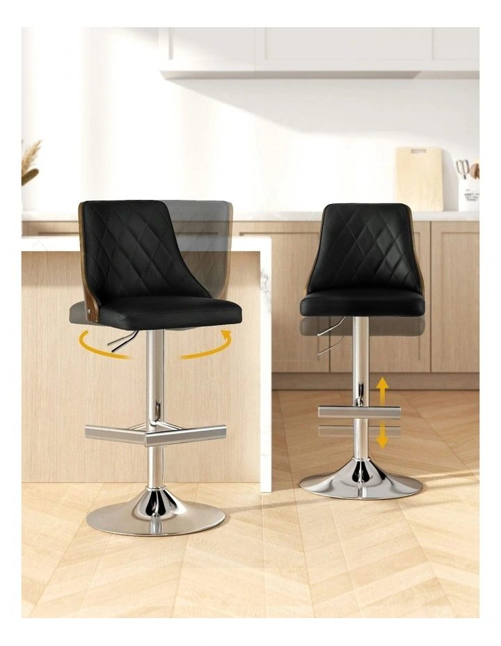 Swivel Adjustable Bentwood Bar Stool in Black image 5