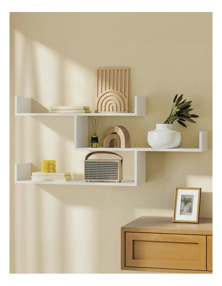 Floating Wall Shelf 3 Tier in White image 2