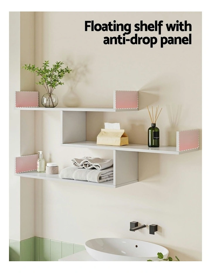 Floating Wall Shelf 3 Tier in White image 4