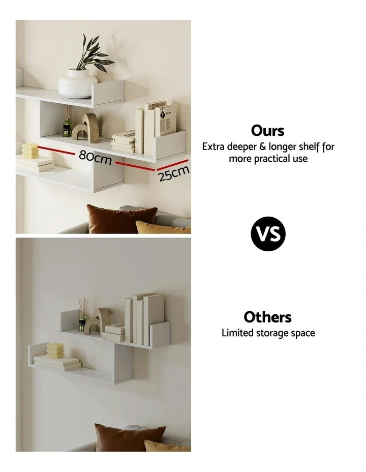 Floating Wall Shelf 3 Tier in White image 6
