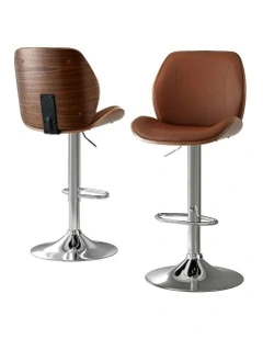 Bentwood Adjustable Kitchen Counter Bar Stools in Brown
