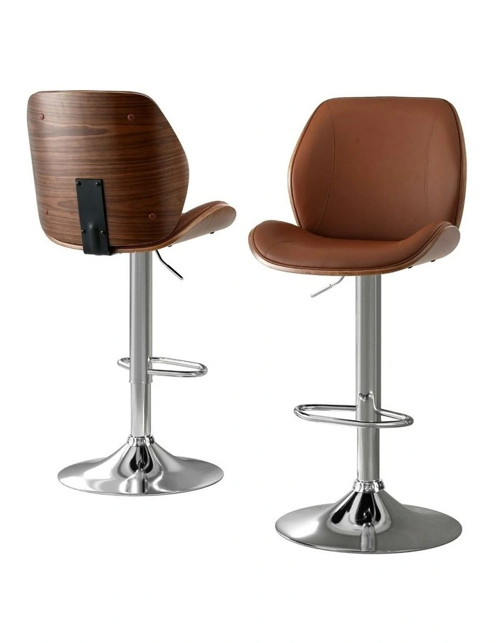 Bentwood Adjustable Kitchen Counter Bar Stools in Brown image 1