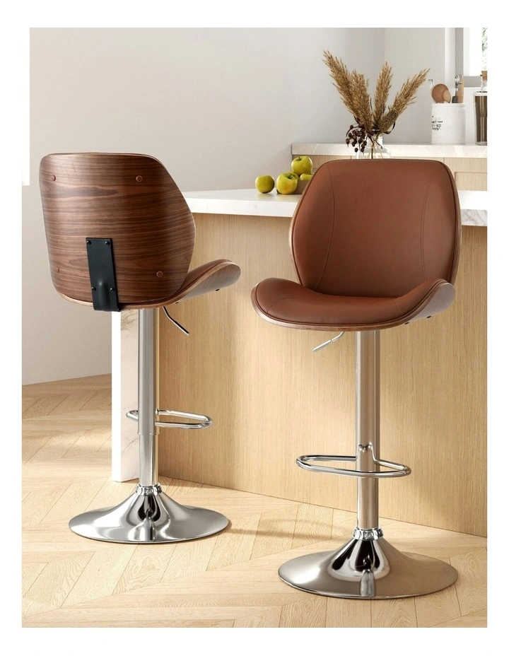 Bentwood Adjustable Kitchen Counter Bar Stools in Brown image 3