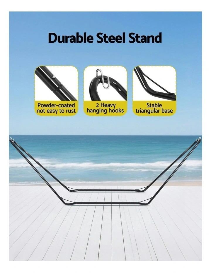 Hammock Bed Outdoor Garden Stand Steel Frame in Black image 5