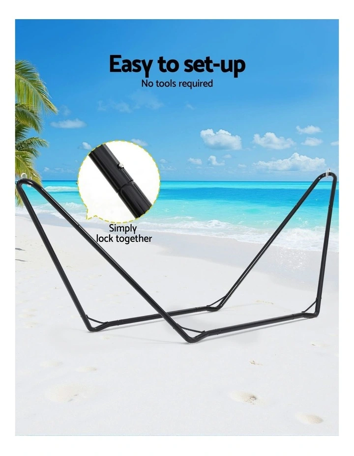 Hammock Bed Outdoor Garden Stand Steel Frame in Black image 7