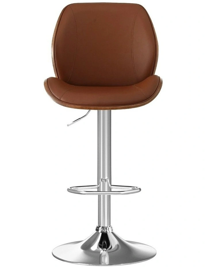 Swivel Adjustable Bentwood Bar Stool in Brown image 2