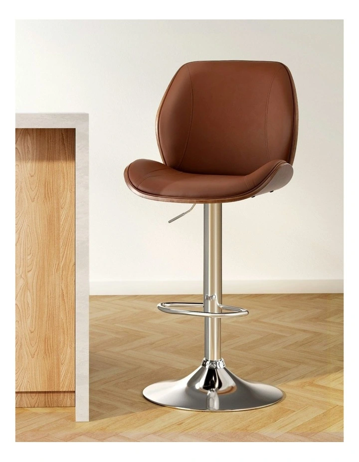 Swivel Adjustable Bentwood Bar Stool in Brown image 3
