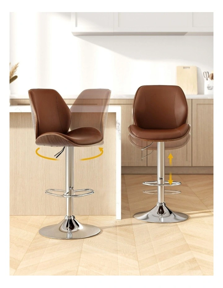 Swivel Adjustable Bentwood Bar Stool in Brown image 5