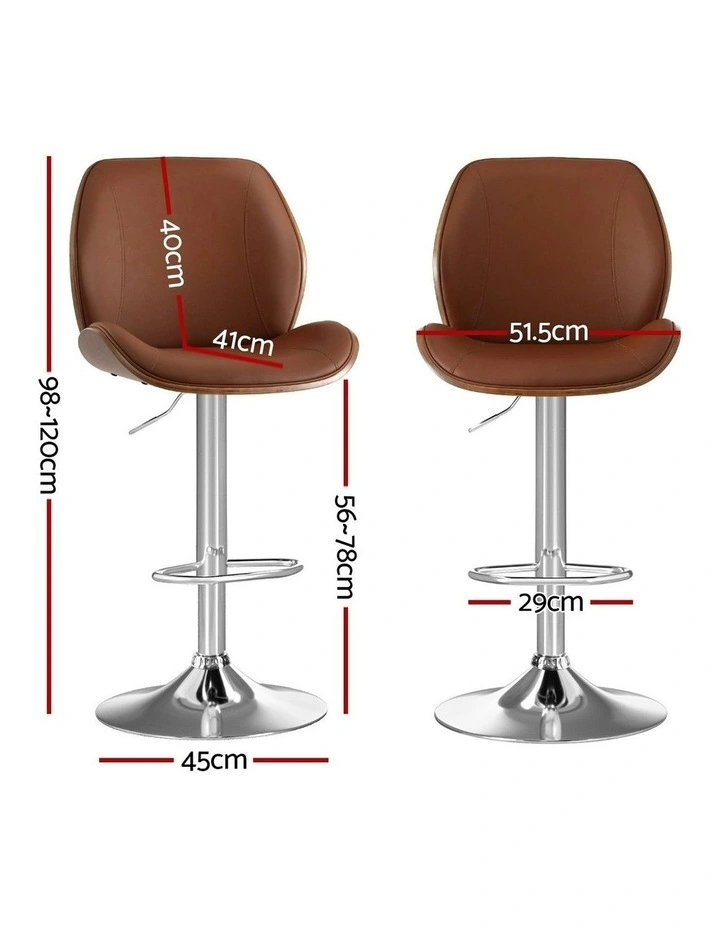 Leather Bentwood Bar Stools Set in Brown image 4