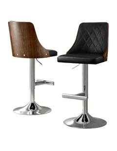 Swivel Adjustable Bar Stool Leather in Black