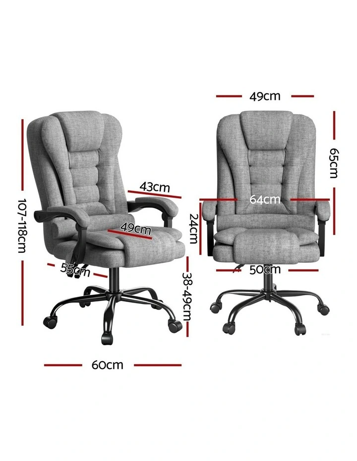 Executive Adjustable Massage Office Chair in Grey image 4