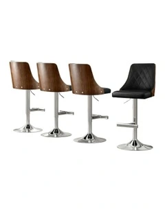 Swivel Adjustable Leather Bar Stool in Black