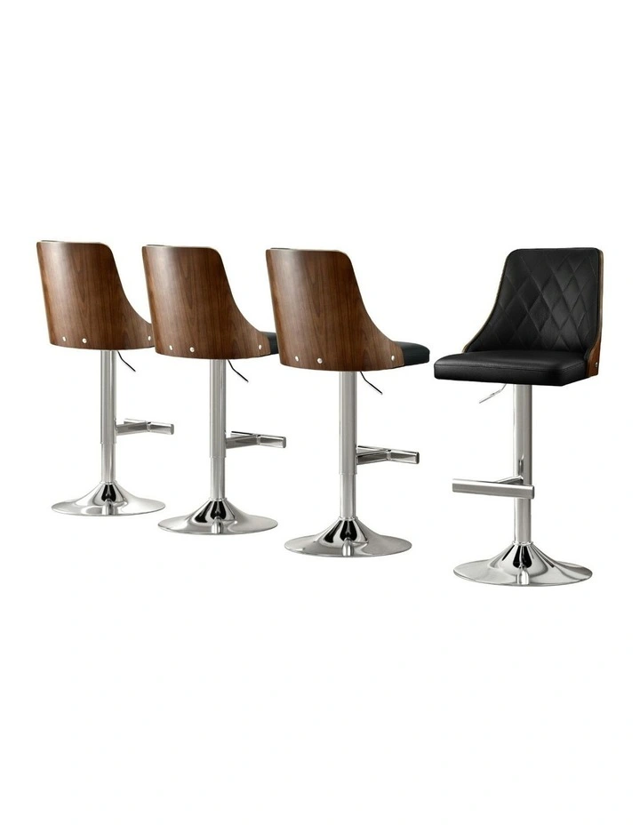 Swivel Adjustable Leather Bar Stool in Black image 1
