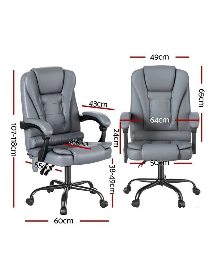 Executive Adjustable Massage Office Chair in Grey image 4