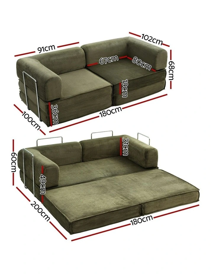 Convertible Folding Sofa Bed in Green image 4