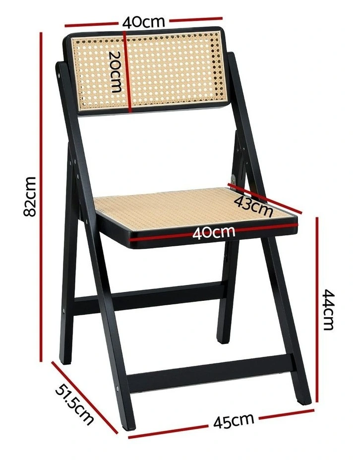 Wooden Rattan Foldable Dining Chairs in Black image 4