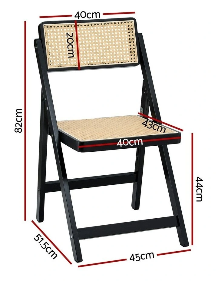 Wooden Rattan Foldable Dining Chairs in Black image 4
