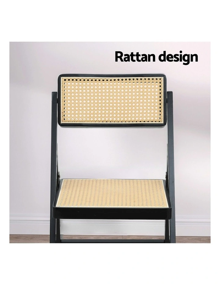 Wooden Rattan Foldable Dining Chairs in Black image 5