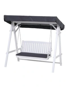 Canopy Outdoor Wooden Swing Chair 3 Seater in White