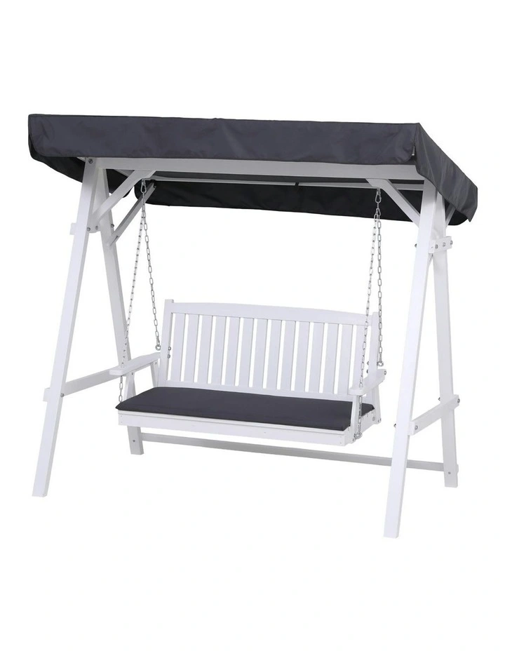 Canopy Outdoor Wooden Swing Chair 3 Seater in White image 1