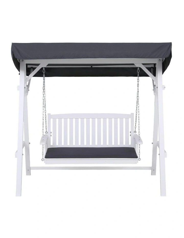 Canopy Outdoor Wooden Swing Chair 3 Seater in White image 2