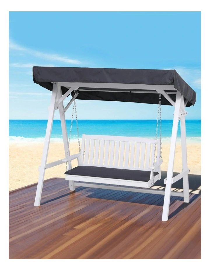 Canopy Outdoor Wooden Swing Chair 3 Seater in White image 3
