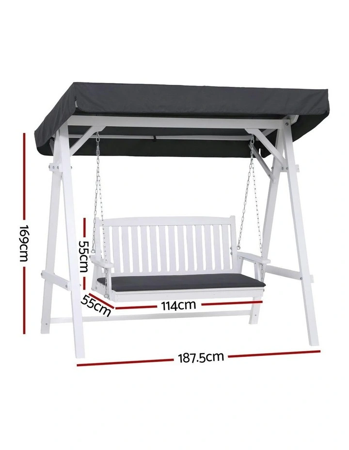 Canopy Outdoor Wooden Swing Chair 3 Seater in White image 4