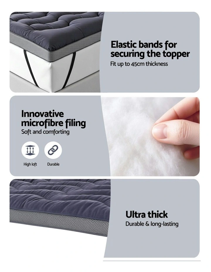 Mattress Pillowtop Toppers King 5cm in Blue image 6