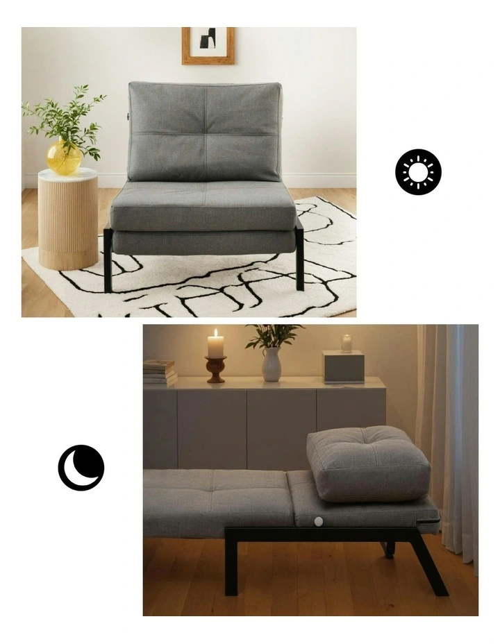 Convertible Couch Recliner Lounge Chair Sofa Bed in Grey image 6
