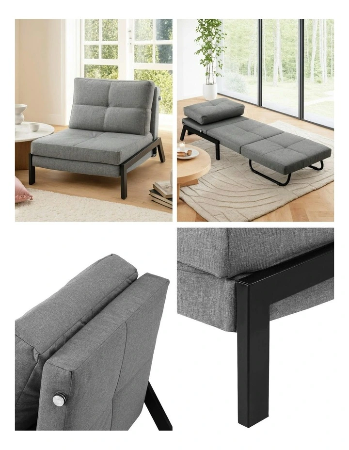 Convertible Couch Recliner Lounge Chair Sofa Bed in Grey image 7
