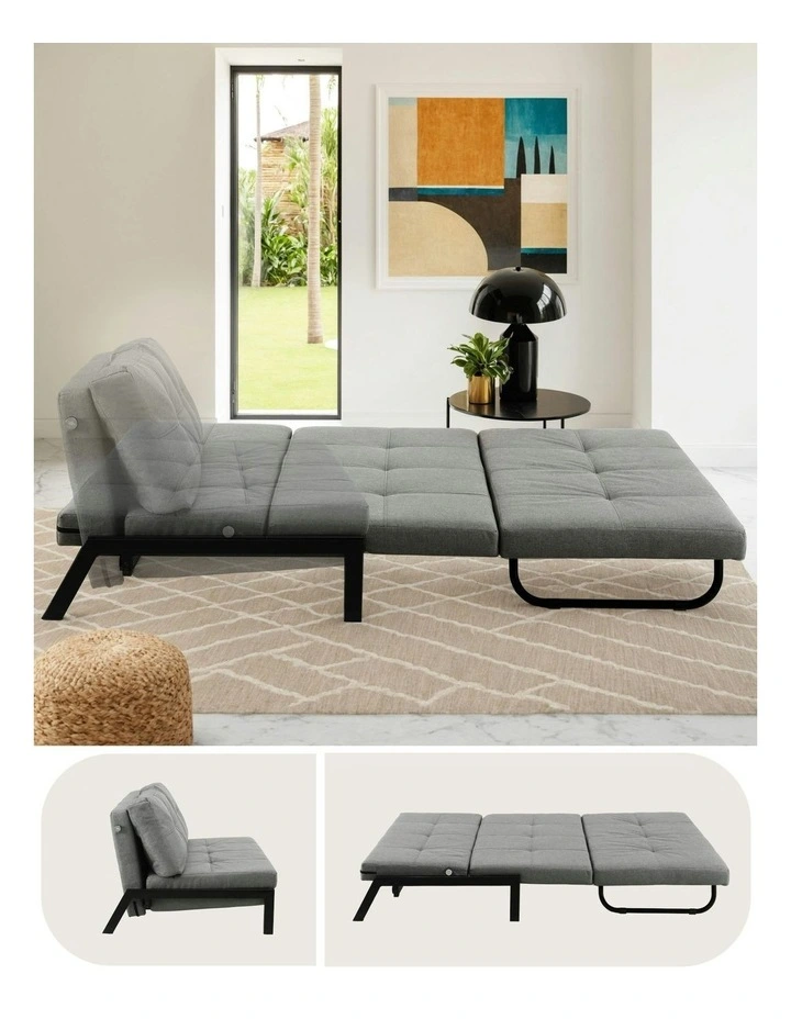 2 Seater Folding Convertible Sofa Bed in Grey image 5