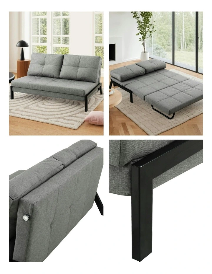 2 Seater Folding Convertible Sofa Bed in Grey image 6