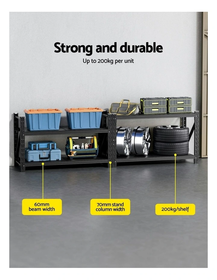 Garage Shelving Warehouse Rack 2x 0.9m in Black image 5