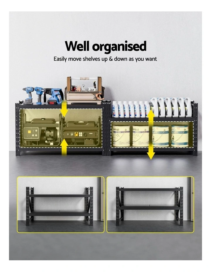 Garage Shelving Warehouse Rack 2x 0.9m in Black image 6