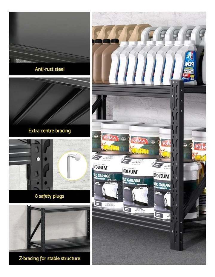 Garage Shelving Warehouse Rack 2x 0.9m in Black image 7