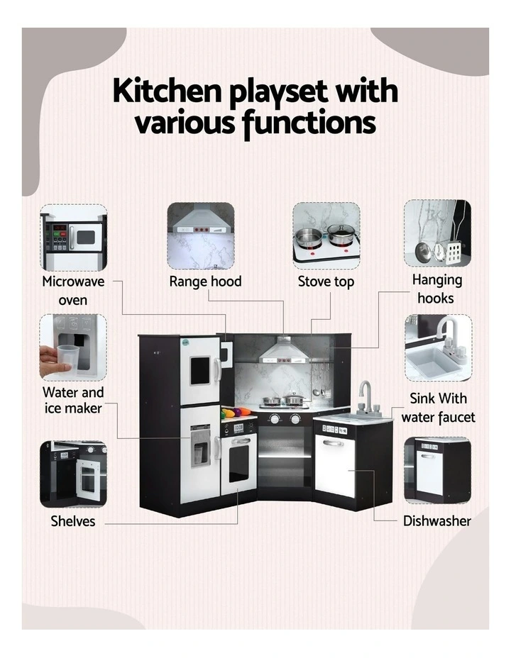 Wooden Kitchen Play Set in Black image 5