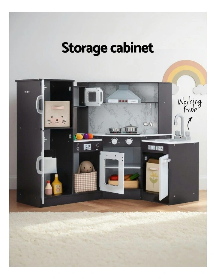 Wooden Kitchen Play Set in Black image 7