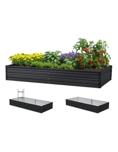 Raised Garden Bed 2 Pieces 210x90cm in Dark Grey