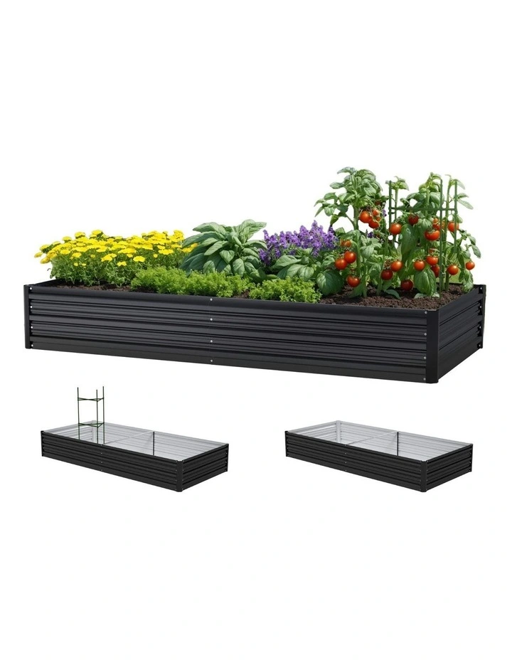 Raised Garden Bed 2 Pieces 210x90cm in Dark Grey image 1