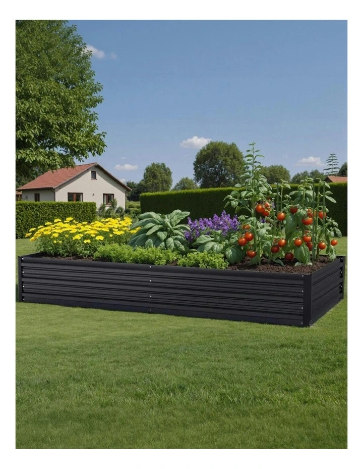 Raised Garden Bed 2 Pieces 210x90cm in Dark Grey image 2