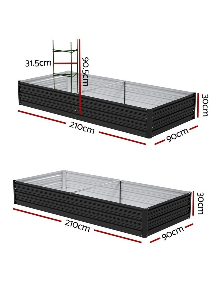 Raised Garden Bed 2 Pieces 210x90cm in Dark Grey image 3