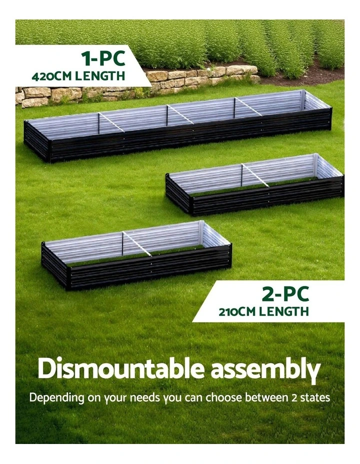 Raised Garden Bed 2 Pieces 210x90cm in Dark Grey image 4