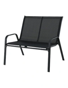 Garden Bench Seat Steel Outdoor Patio Park Lounge Backyard Chair in Black