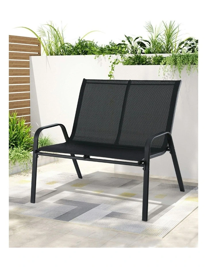 Garden Bench Seat Steel Outdoor Patio Park Lounge Backyard Chair in Black image 3
