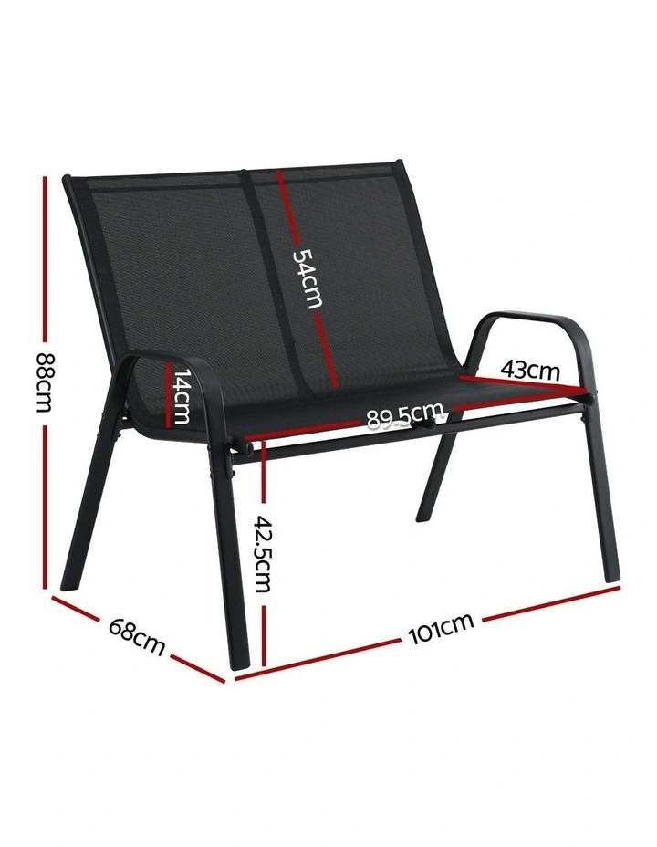 Garden Bench Seat Steel Outdoor Patio Park Lounge Backyard Chair in Black image 4