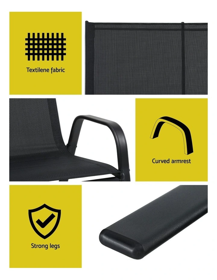 Garden Bench Seat Steel Outdoor Patio Park Lounge Backyard Chair in Black image 6