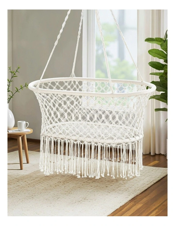 Hammock Chair Cotton Swing Chair in Cream image 3