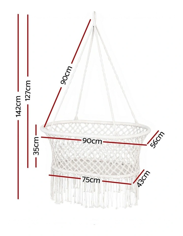 Hammock Chair Cotton Swing Chair in Cream image 4