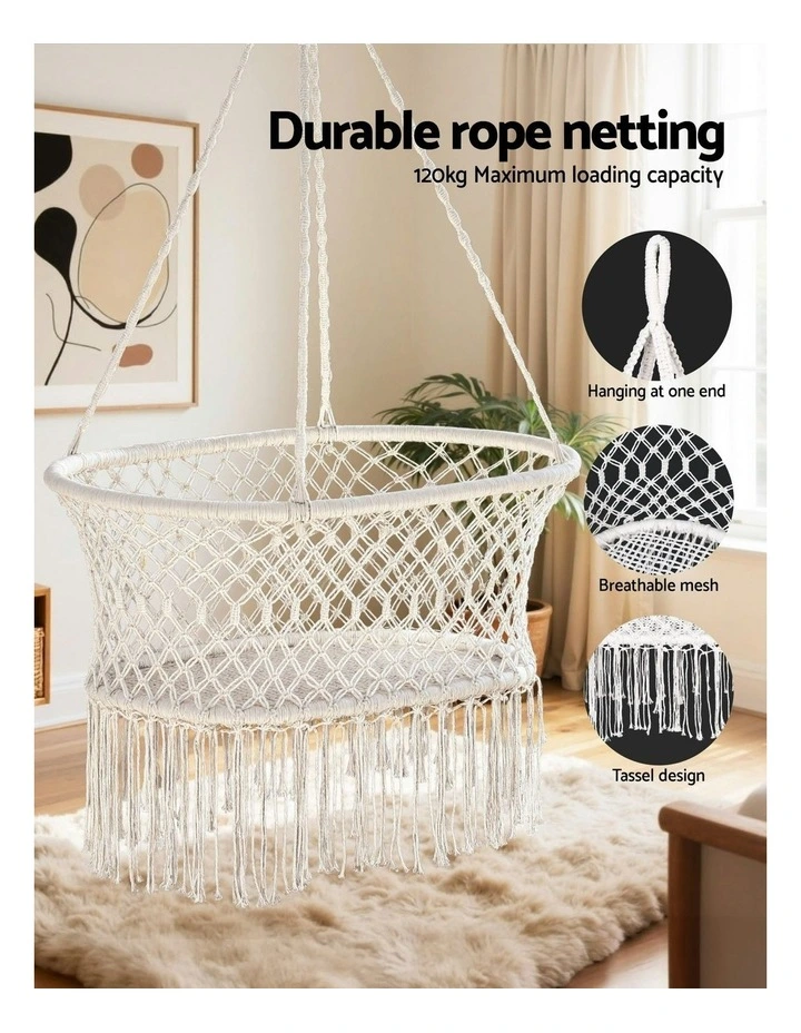 Hammock Chair Cotton Swing Chair in Cream image 5